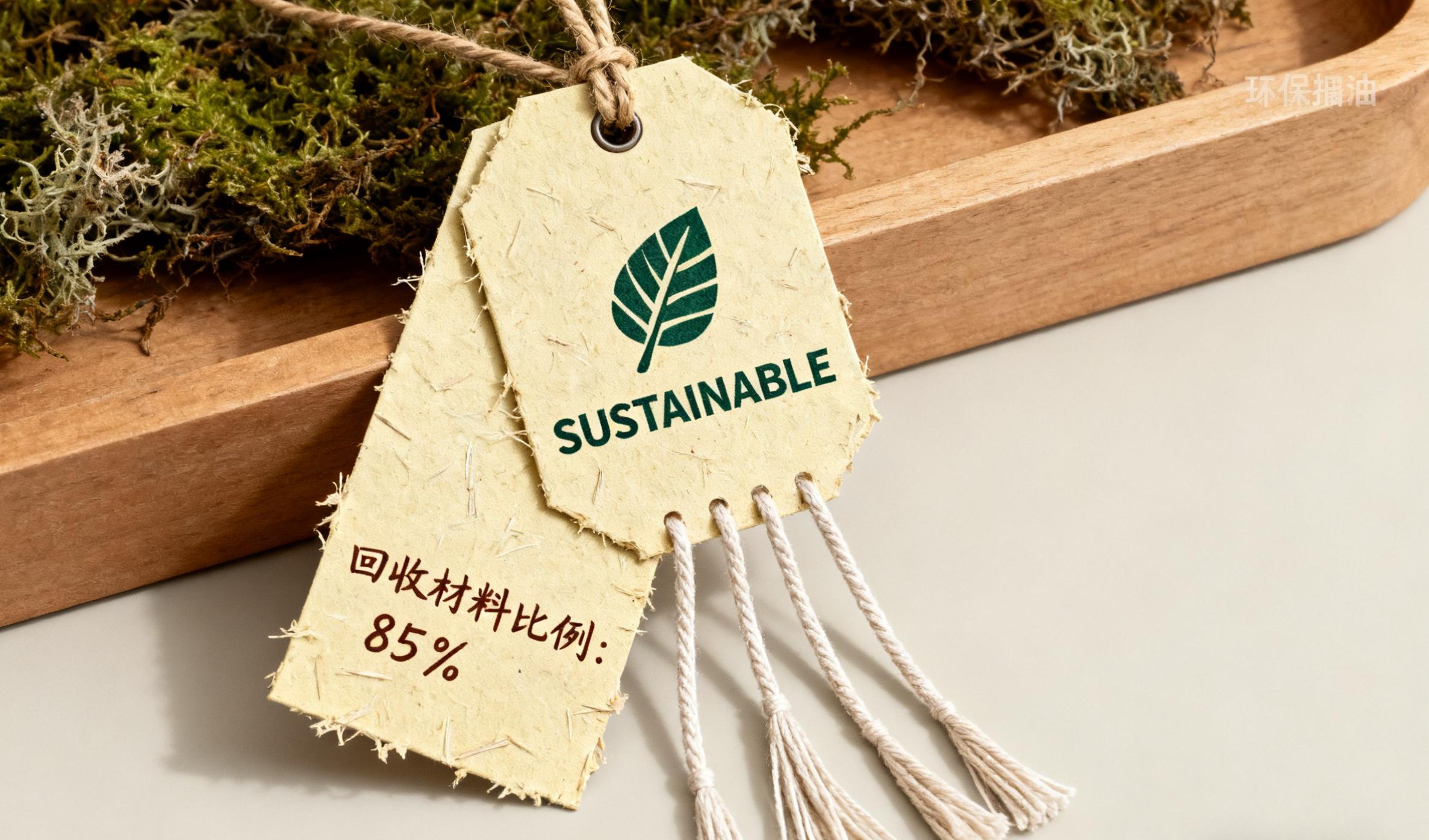 Sustainable clothing hang tags with recycled material